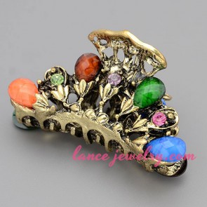 Dazzling different color rhinestones decorated hair clip