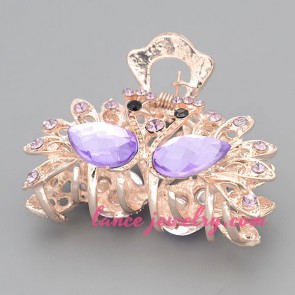Romantic light purple rhinestone & resin decorated hair clip