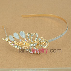 Charming hair band with iron and zinc alloy decorated flying bird model with colorful rhinestone and pearl powder