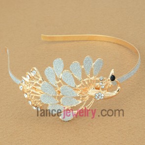 Romantic hair band with iron and zinc alloy decorated flying bird model with rhinestone and pearl powder