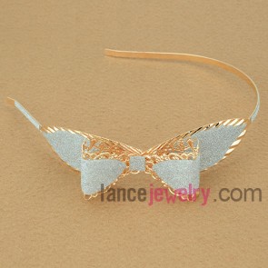 Cute hair band with iron decorated bow tie model with  pearl powder