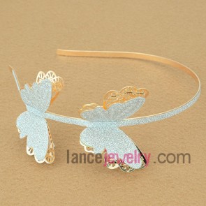 Romantic  hair band with iron decorated flying butterflies model with  pearl powder