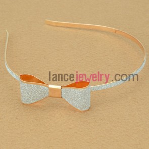 Sweet hair band with iron decorated  bowknot model with  pearl powder