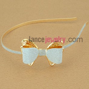 Lovely hair band with iron decorated  bowknot model with  pearl powder