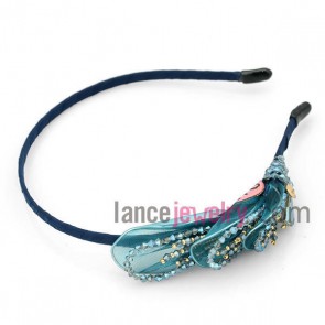 Handmade blue ribbon hair hoop