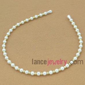 Special small and big imitation pearl &  brass hair band