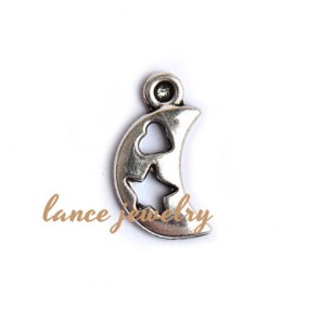 Zinc alloy pendant,a 0.7g moon shaped pendant with star and love 