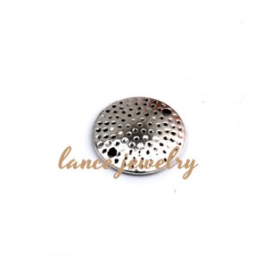 Zinc alloy pendant, a 20mm round pendant with small points printed on the face, two small holes on the both side