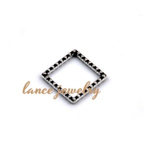 Zinc alloy pendant,a 18mm rhombus shaped pendant with small beads printed on the edge, air core 