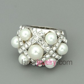 Delicate rhinestone and gemstone decorated alloy rings