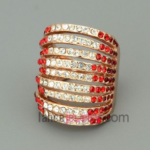 Special rings with white and red color rhinestone beads