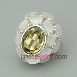 Elegant crystal and rhinestone beads decorated alloy rings