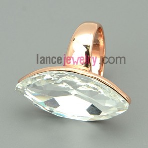 Sweet boat shape crystal decorated alloy rings
