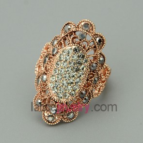 Delicate alloy rings with rhinestone beads