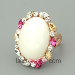 Delicate alloy rings decorated with gemstone,rhinestone and zirconia