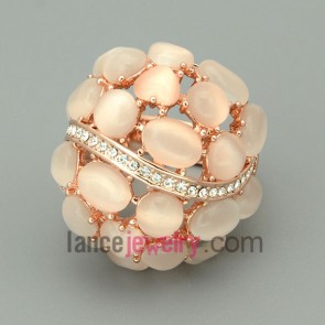 Nice gemstone link decoration alloy rings 