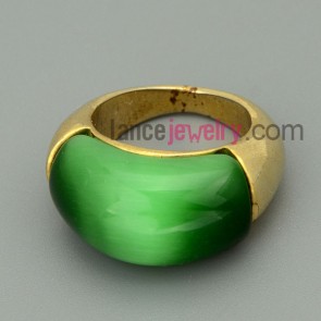 Classic green color gemstone decorated alloy rings
