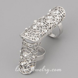 Personality folding ring with many shiny rhinestone decorated 