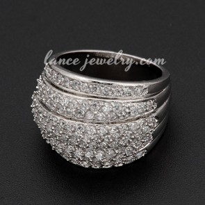 Elegant cubic zirconia & brass alloy decoration ring