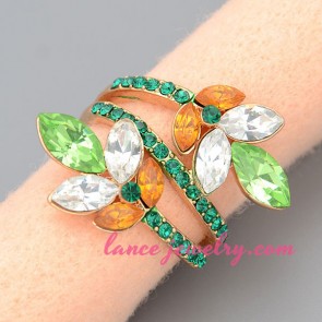 Colorful ring with multicolor crystal decoration 