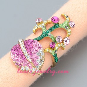 Colorful ring with peach & branch model decoration 