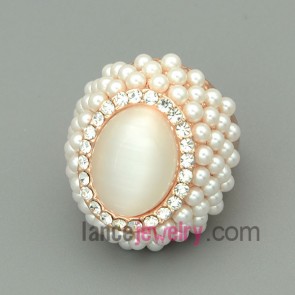 Glittering rhinestone and imitation pearls with gemstone decoration alloy rings
