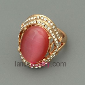Delicate rhinestone and gemstone decorated alloy rings