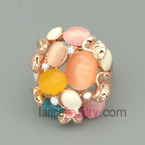 Delicate mix color gemstone decorated alloy rings