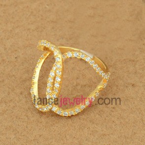 Distinctive brass ring decorated with cubic zirconia