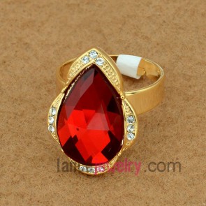 Special crystal ring with cubic zirconia & brass decoration