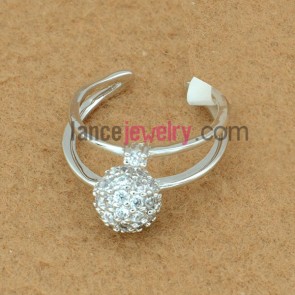 Sparking platinum color ring with cubic zirconia pendant decoration