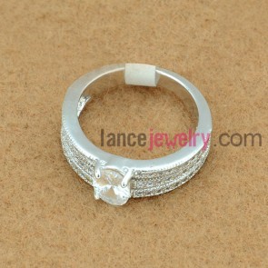 Fashion cubic zirconia decoration ring with platinum plating