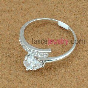Gorgeous cubic zirconia ring decorated with platinum plating