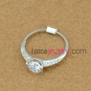 Beautiful platinum color ring with cubic zirconia decoration