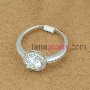 Classic brass ring decorated with cubic zirconia
