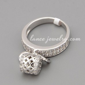 Pure ring with many shiny cubic zirconia decorated