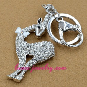 Lovely sika deer pendnat decorated key chain