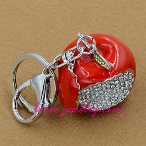 Gorgeous red color apple model pendant key chain