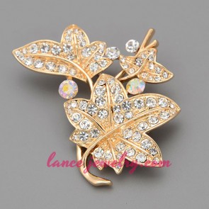 Natural leaves with rhinestone beads decoration
