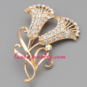 Lovely brooch with rhinestone beads decorated