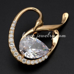 Unusual rhinestone decoration brooch decorated with real gold plating