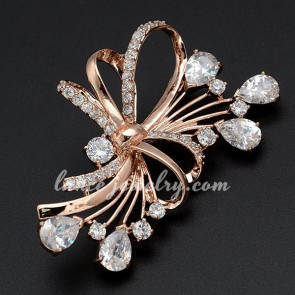Trendy rhinestone decoration brooch and designed into bowknot shape 