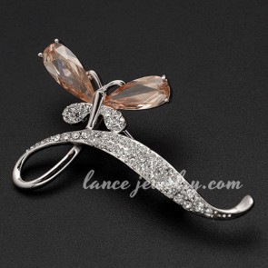 Attractive butterfly shape brooch with rhinestone decoration