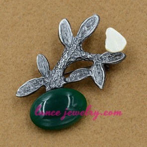Striking green color resin bead decoration brooch