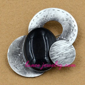 Classic black color resin bead decorated brooch