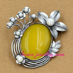 Striking yellow colo resin bead decoration brooch