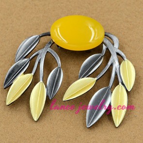 Nice yellow color acrylic bead decorated brooch