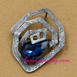 Elegant blue color acrylic bead decorated brooch