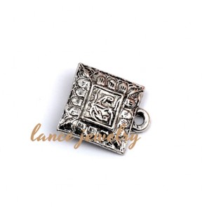Zinc alloy pendant,a rectangle pendant with different patterns on the face