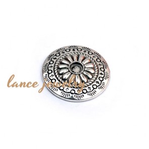 Zinc alloy pendant,a 6g round pendant with flower pattern printed and short lines in the edge